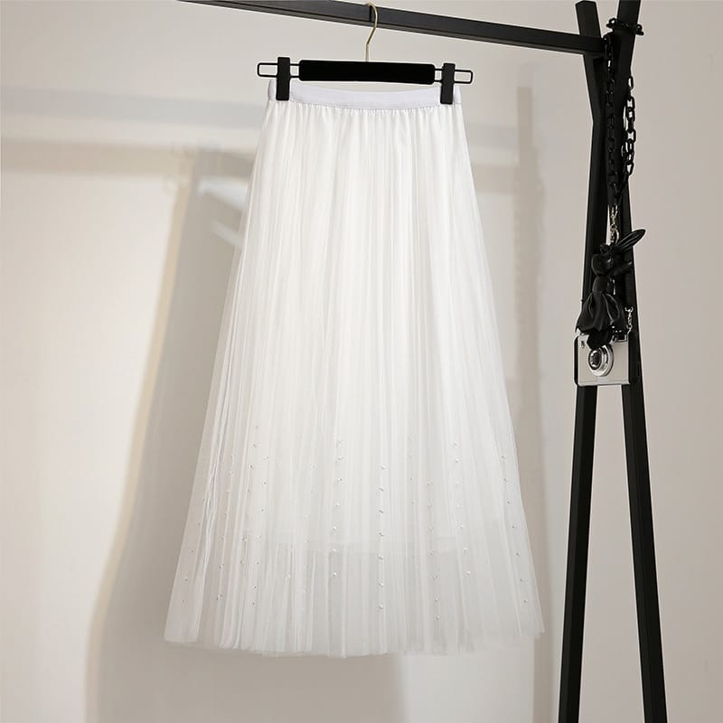 Faux Pearl Detail Skirt | Diva Closets Online Fashion Store