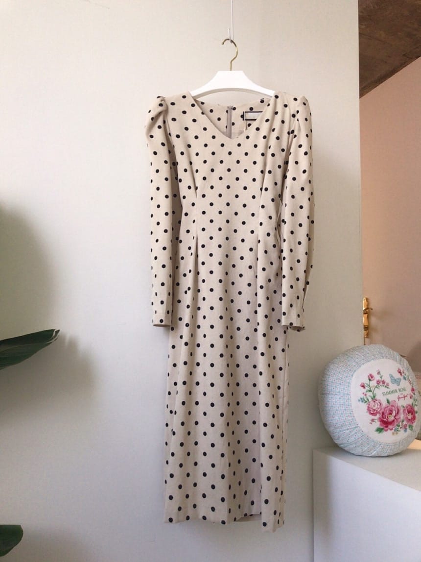 Polka Dot Puff-Sleeved Dress